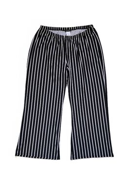Slinky Brand 2X Wide Leg Pants Black White Stripe Stretch Pull-On